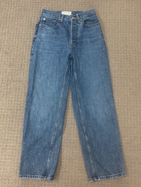 Everlane Jeans 24X26 Button Fly 90s Way Organic Cotton Straight Cropped Casual - Picture 1 of 10
